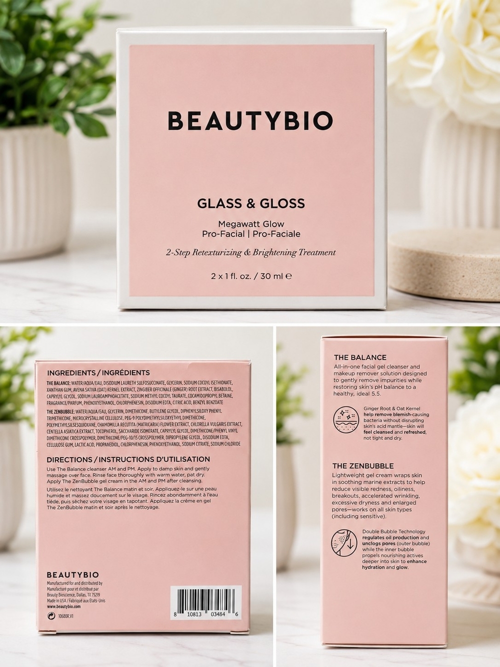 BEAUTYBIO Glass & Gloss Megawatt Glow Pro-Facial - Pink Box